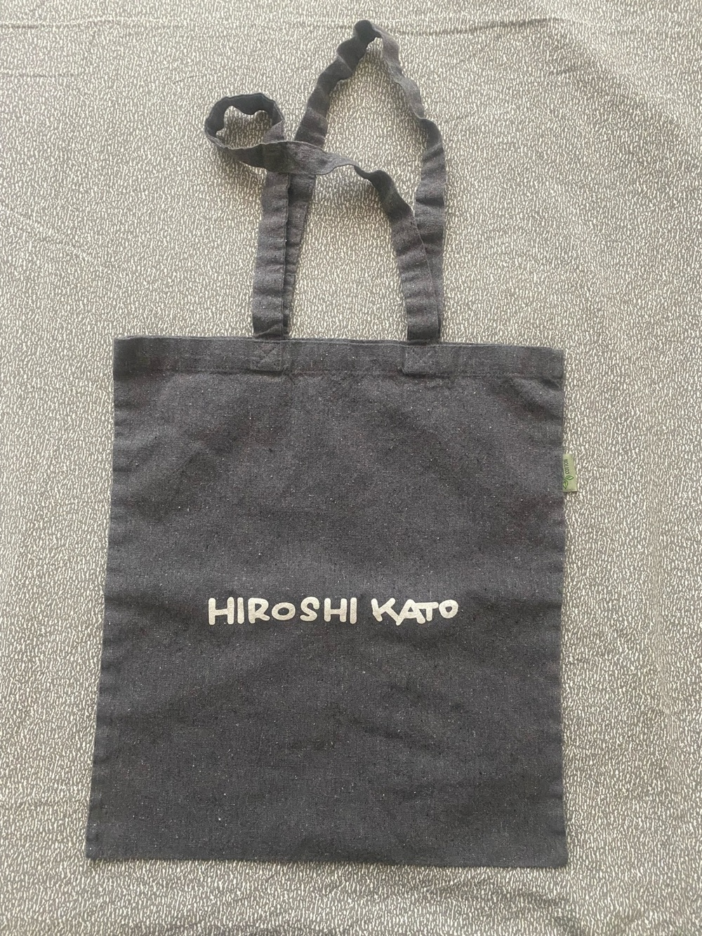 Hiroshi Kato Gray Canvas Tote Bag 100% Cotton Boho